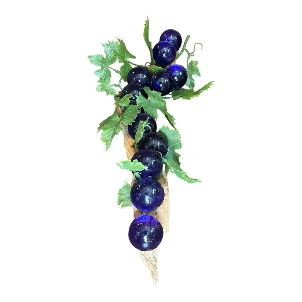 1960s Lucite Grapes on Driftwood Vine Unique‎ Linear Design Cobalt Blue Vintage